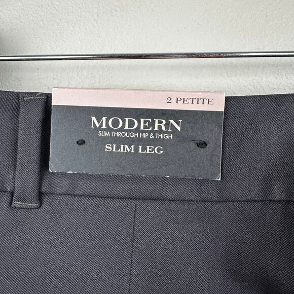 NEW Ann Taylor Trouser Pants Modern Slim Leg Dark Gray 2P Petite Office Classic - Picture 6 of 9